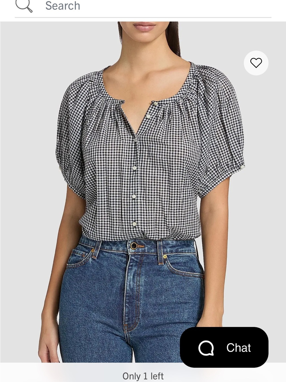 Doen June Blouse in Black & White Gingham (Button-Front 100% cotton)